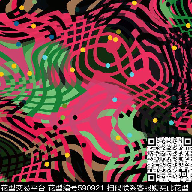 几何曲线网格传统印花华亿平台下载（图片编号: 590921） - 瓦栏（Walan）