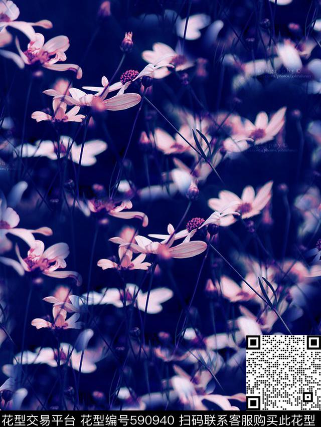 复古小花卉时尚数码印花华亿平台下载（图片编号: 590940） - 瓦栏（Walan）