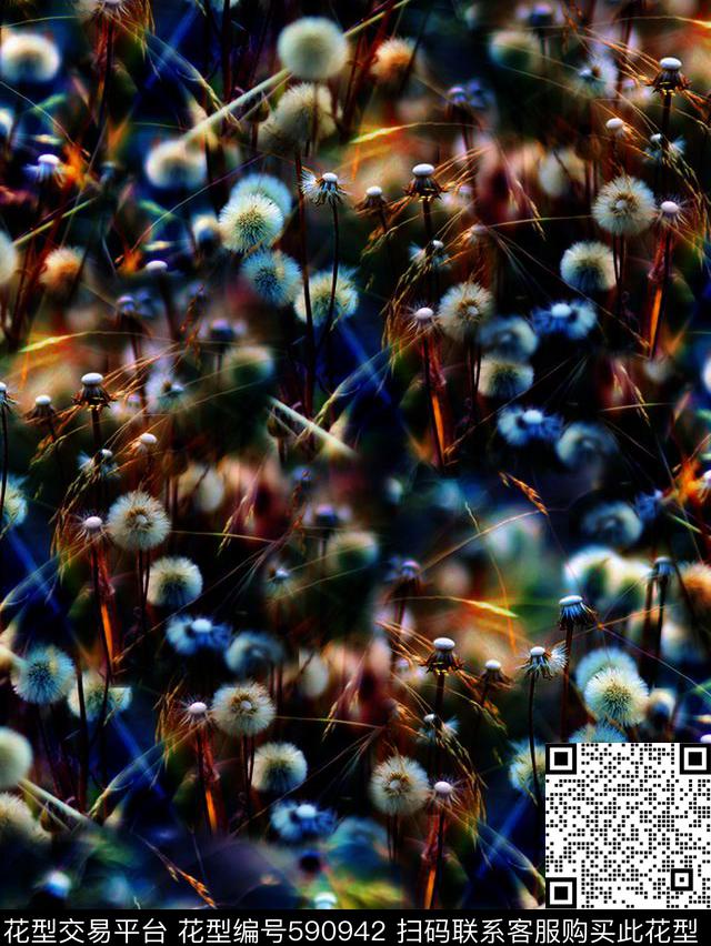 复古小球花蒲公英数码印花华亿平台下载（图片编号: 590942） - 瓦栏（Walan）