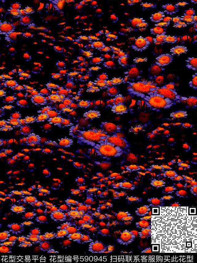 复古小菊花时尚数码印花华亿平台下载（图片编号: 590945） - 瓦栏（Walan）