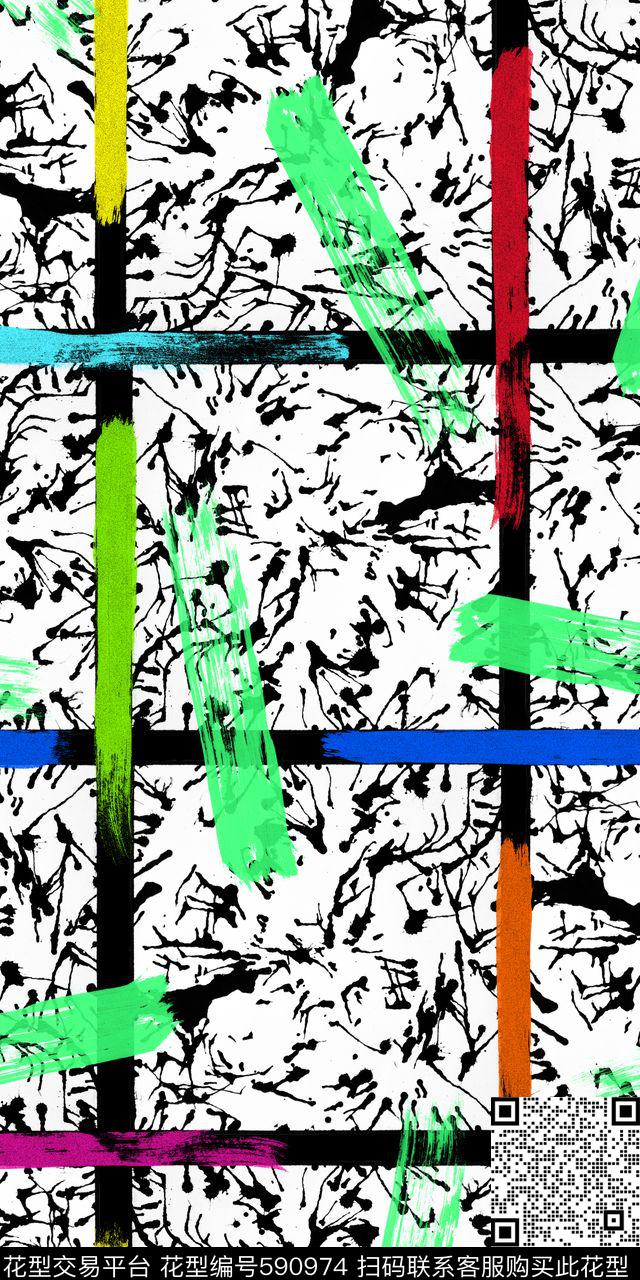 几何笔触抽象传统印花华亿平台下载（图片编号: 590974） - 瓦栏（Walan）
