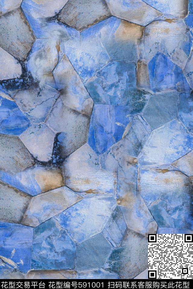 蓝色大理石大理石肌理色块数码印花华亿平台下载（图片编号: 591001） - 瓦栏（Walan）