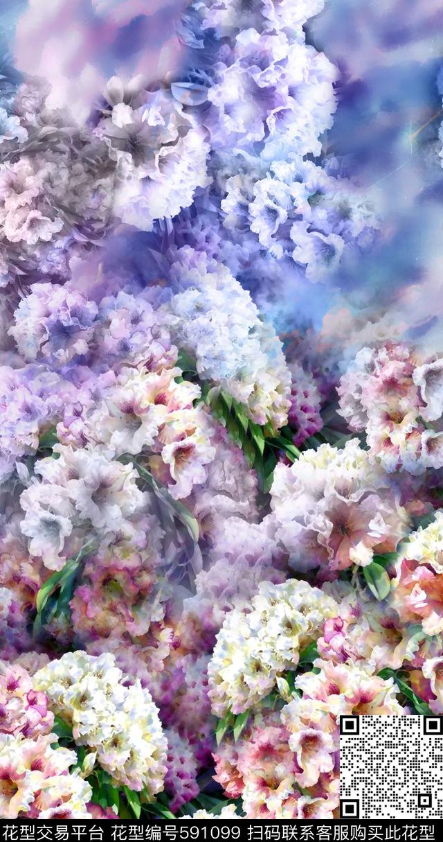 花卉、双边定位中老年围巾华亿平台数码印花华亿平台下载（图片编号: 591099） - 瓦栏（Walan）