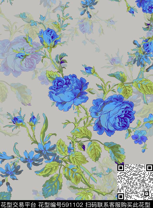 中国风旗袍印花高档设计数码印花华亿平台下载（图片编号: 591102） - 瓦栏（Walan）