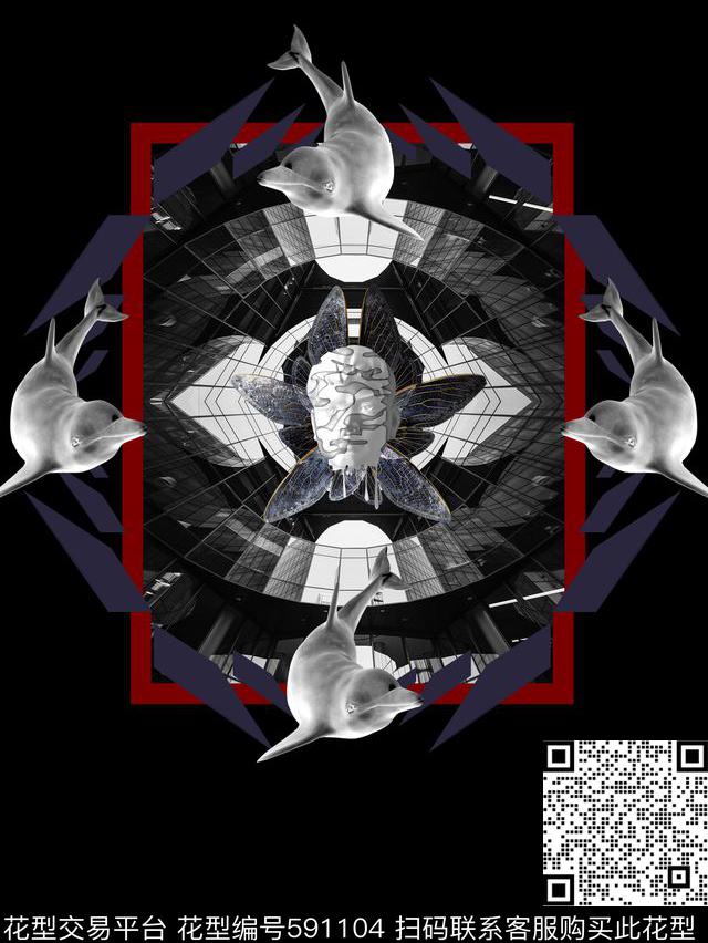 休闲风海豚石膏像数码印花华亿平台下载（图片编号: 591104） - 瓦栏（Walan）