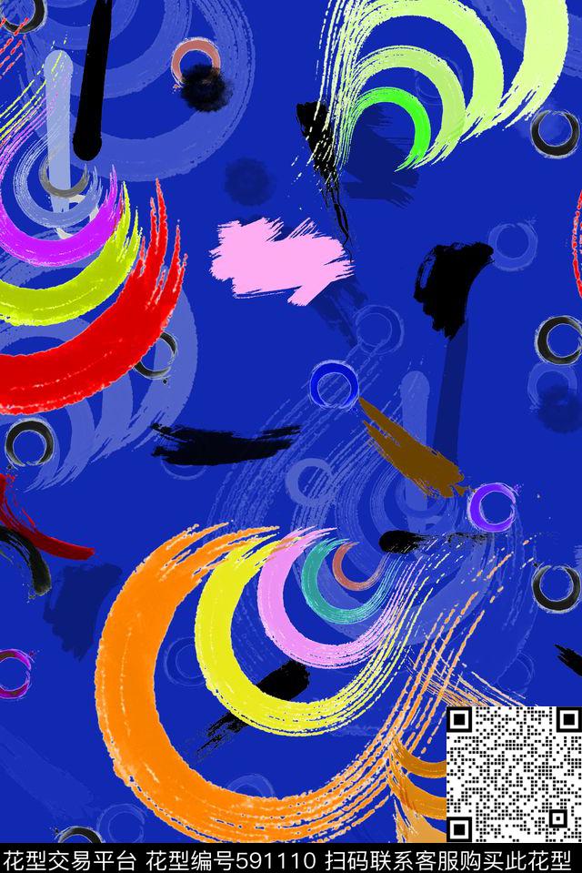 原创几何笔触连衣裙童装女装传统印花华亿平台下载（图片编号: 591110） - 瓦栏（Walan）