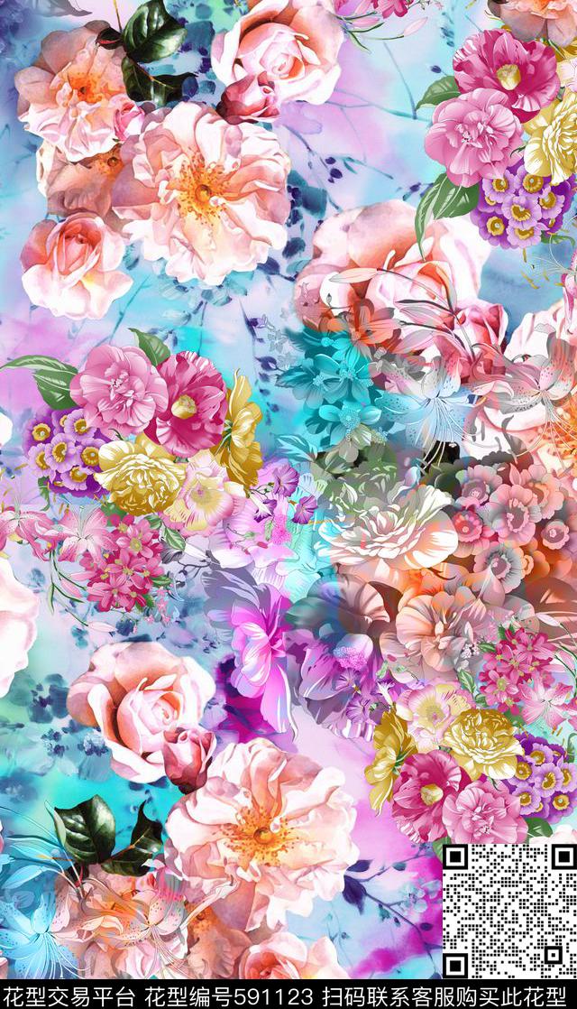 炫彩满版中老年数码印花华亿平台下载（图片编号: 591123） - 瓦栏（Walan）