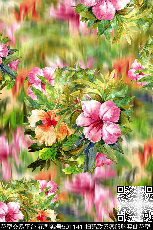 潮流风格时尚小清新清爽数码印花华亿平台下载（图片编号: 591141） - 瓦栏（Walan）