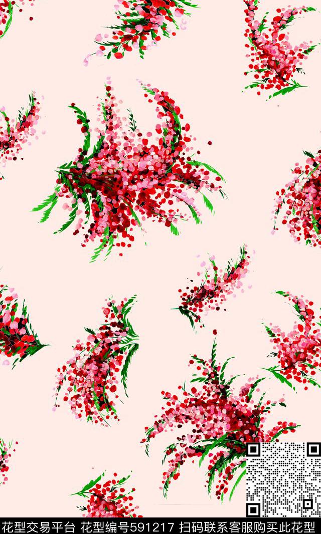 手绘花卉。泳装。满版数码印花华亿平台下载（图片编号: 591217） - 瓦栏（Walan）