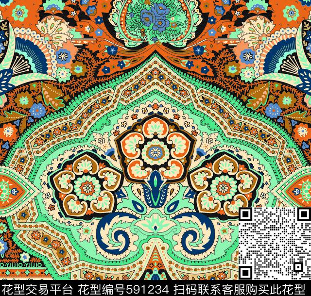 腰果原创花火腿纹传统印花华亿平台下载（图片编号: 591234） - 瓦栏（Walan）