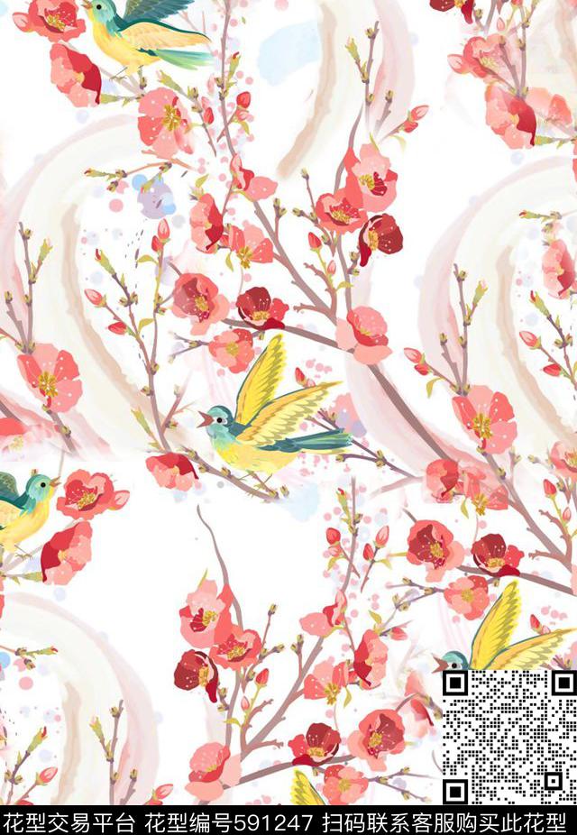 水墨风印花素材数码印花华亿平台下载（图片编号: 591247） - 瓦栏（Walan）