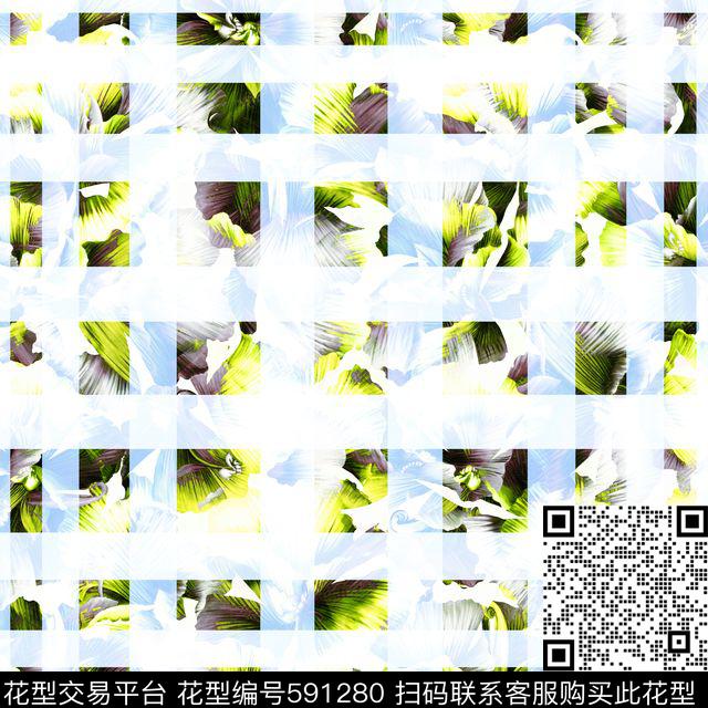 方格几何花底。中老年数码印花华亿平台下载（图片编号: 591280） - 瓦栏（Walan）