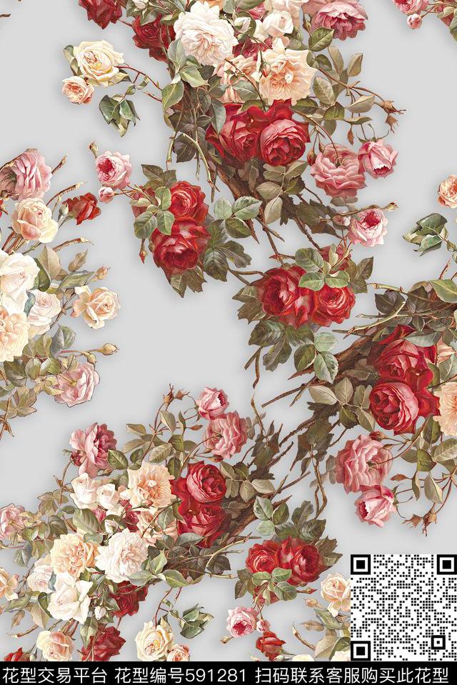 春夏华亿平台梭织棉印花女装裙子数码印花华亿平台下载（图片编号: 591281） - 瓦栏（Walan）