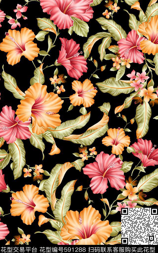 休闲风花朵大牌数码印花华亿平台下载（图片编号: 591288） - 瓦栏（Walan）