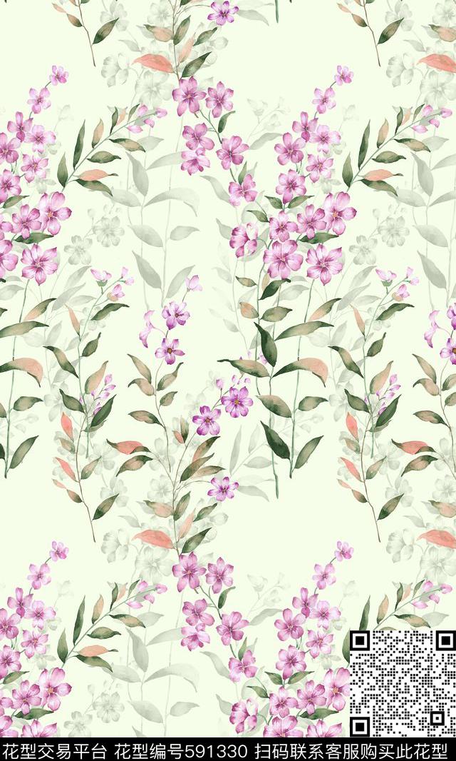 小碎花花卉定位。泳装。满版数码印花华亿平台下载（图片编号: 591330） - 瓦栏（Walan）