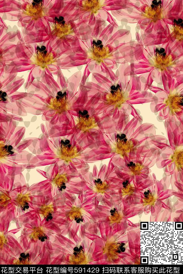 零点--女装花卉色彩数码印花华亿平台下载（图片编号: 591429） - 瓦栏（Walan）