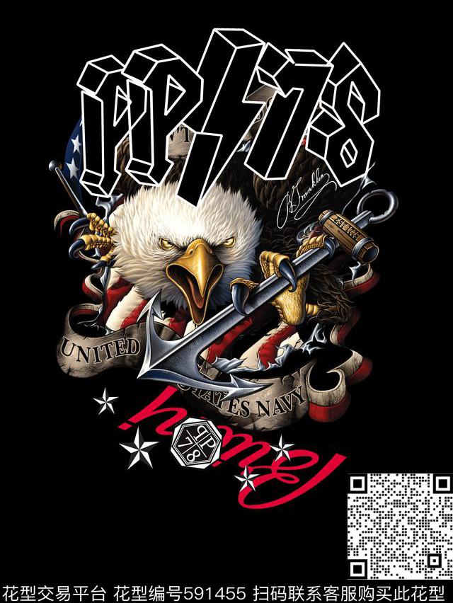 老鹰PP风格欧美风格数码印花华亿平台下载（图片编号: 591455） - 瓦栏（Walan）