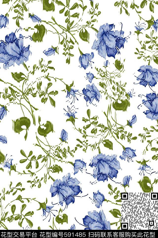 花朵花卉变形数码印花华亿平台下载（图片编号: 591485） - 瓦栏（Walan）