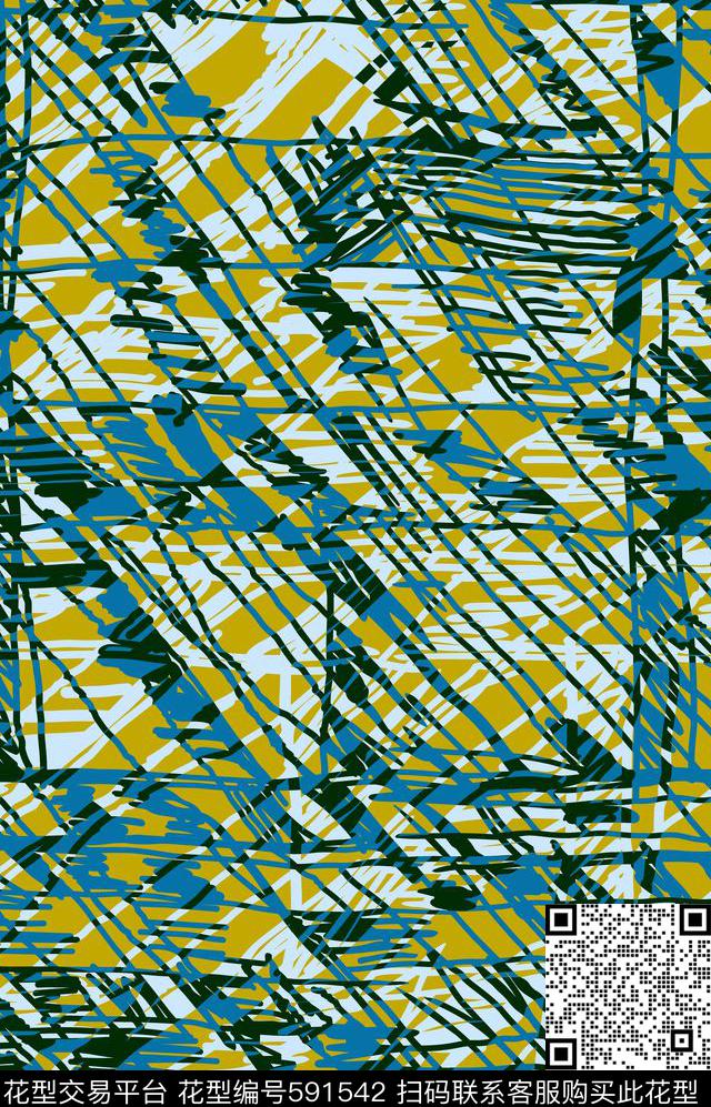 苏格兰格手绘分色传统印花华亿平台下载（图片编号: 591542） - 瓦栏（Walan）