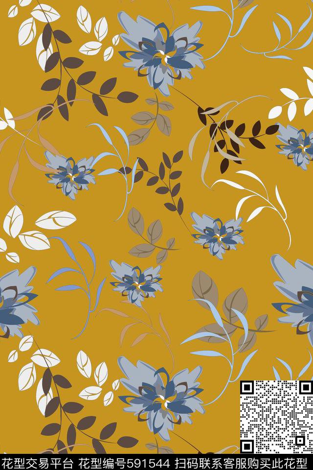 清新花卉裙子传统印花华亿平台下载（图片编号: 591544） - 瓦栏（Walan）