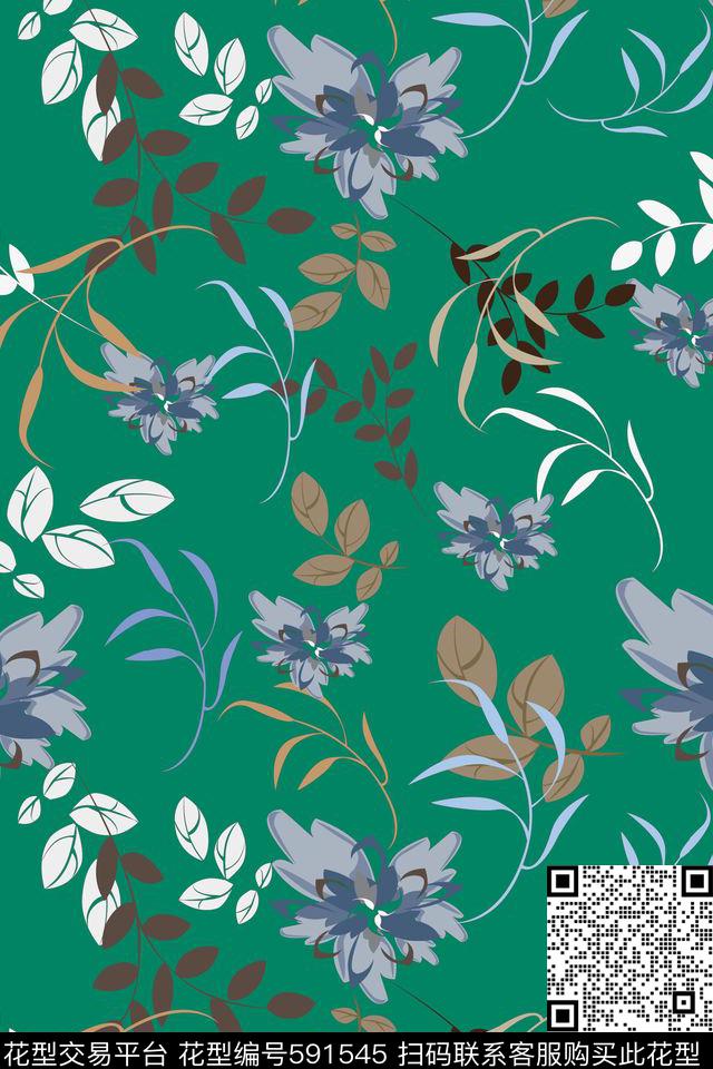 清新花卉裙子传统印花华亿平台下载（图片编号: 591545） - 瓦栏（Walan）