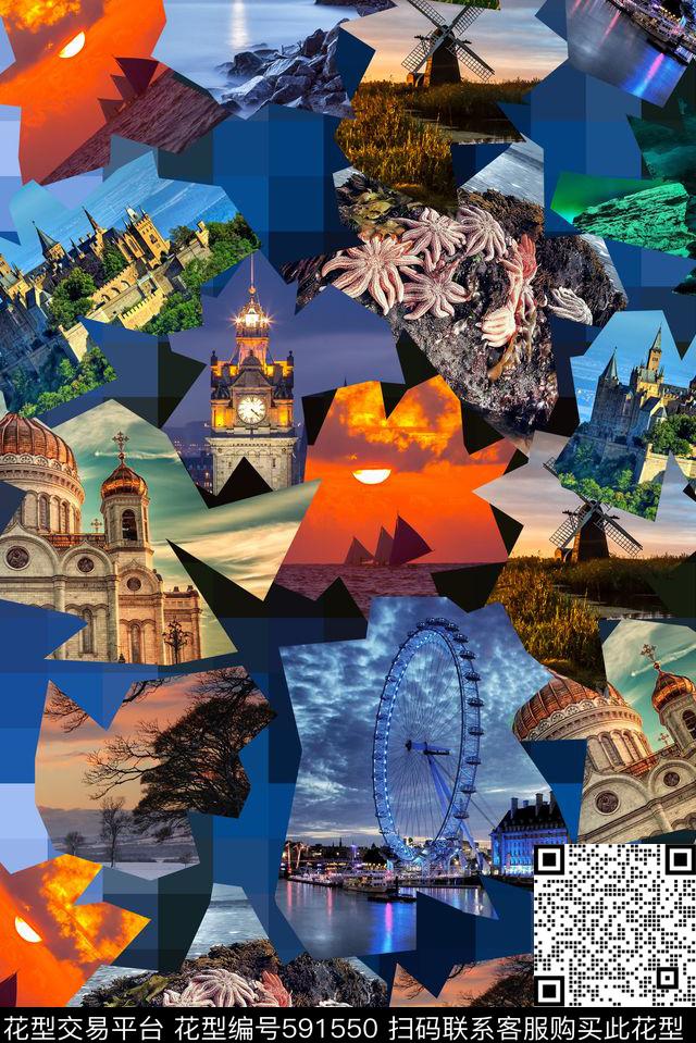 风景马赛克拼贴数码印花华亿平台下载（图片编号: 591550） - 瓦栏（Walan）