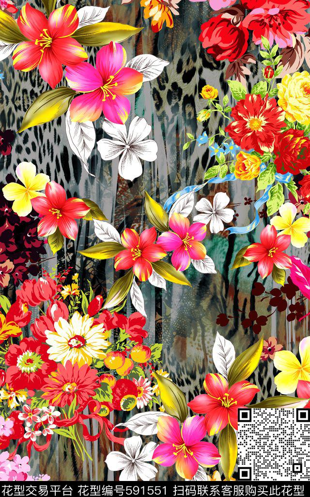 大牌花朵数码数码印花华亿平台下载（图片编号: 591551） - 瓦栏（Walan）