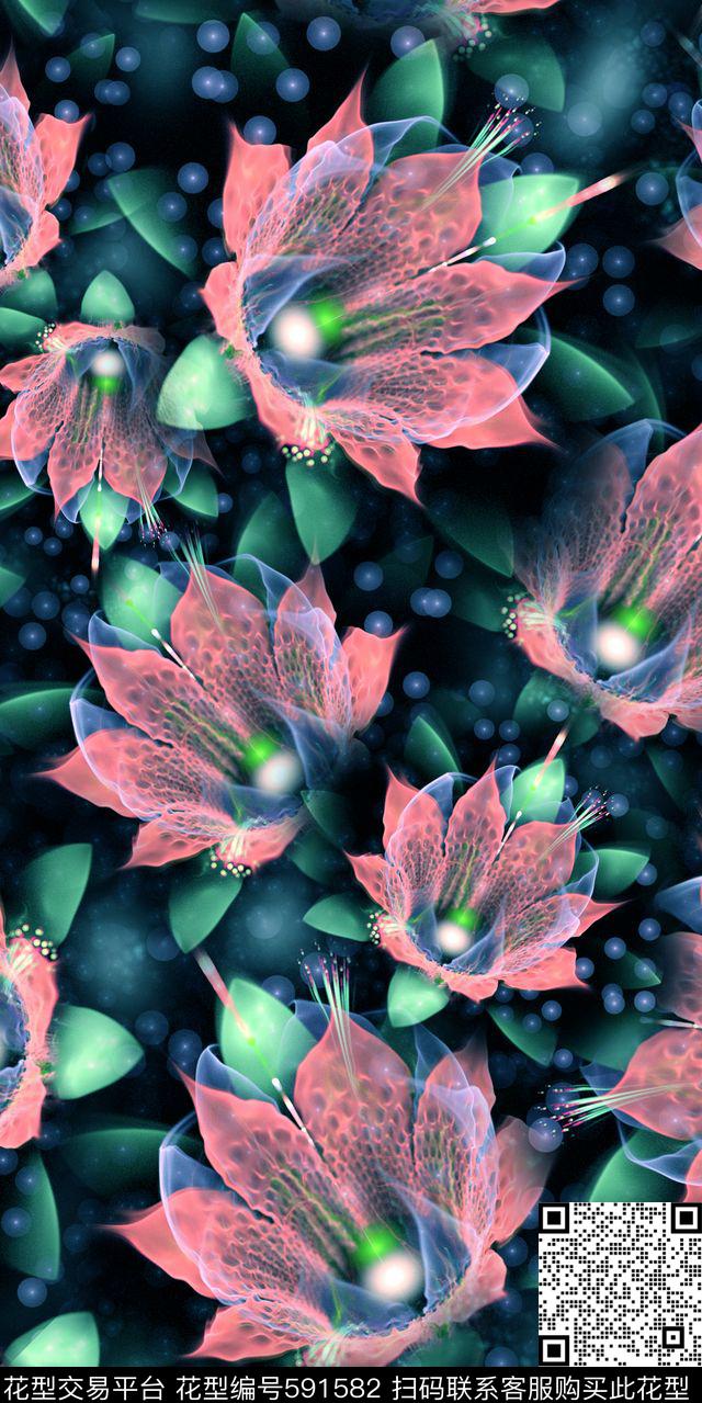 流行梦幻炫彩数码印花华亿平台下载（图片编号: 591582） - 瓦栏（Walan）