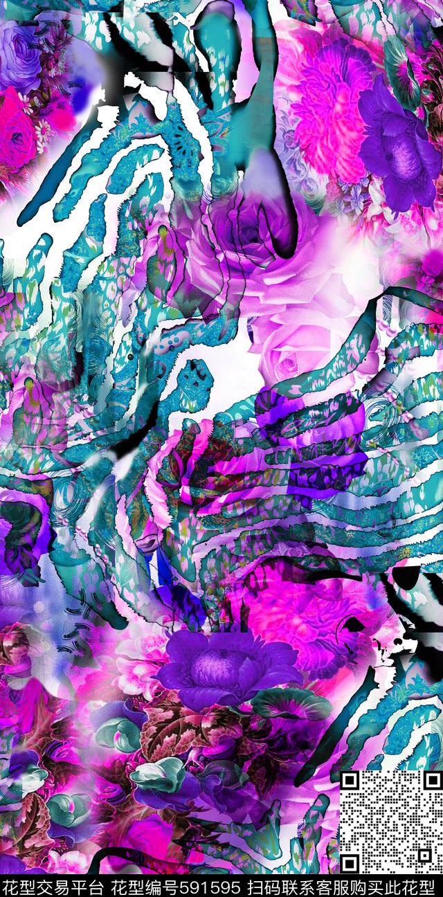 波浪条纹竖条条子数码印花华亿平台下载（图片编号: 591595） - 瓦栏（Walan）