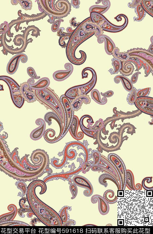 复古佩斯利传统印花华亿平台下载（图片编号: 591618） - 瓦栏（Walan）