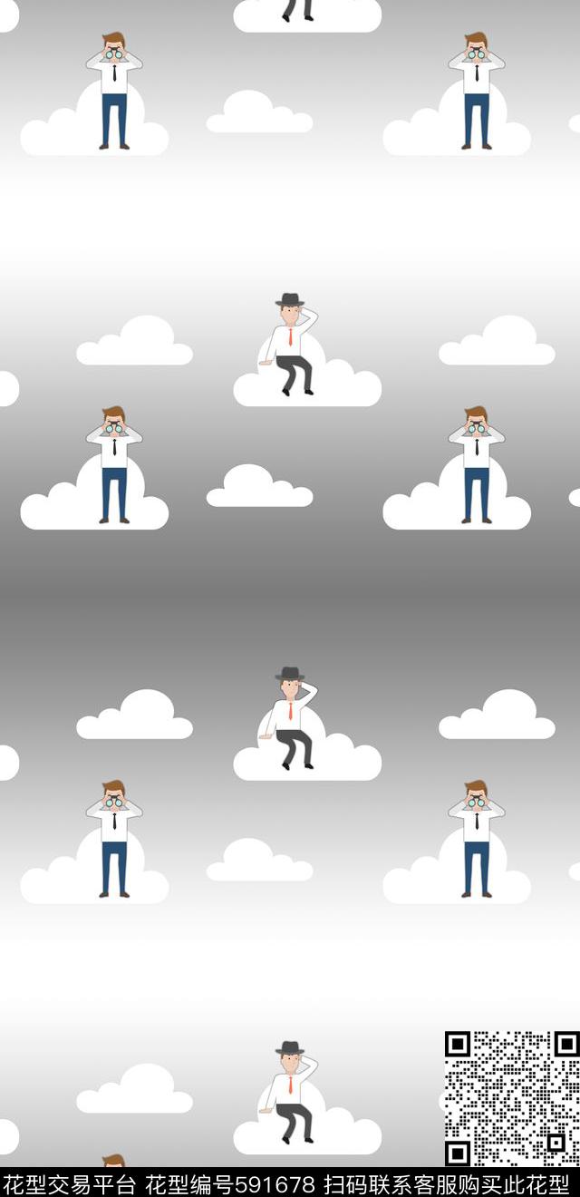 卡通插画云传统印花华亿平台下载（图片编号: 591678） - 瓦栏（Walan）