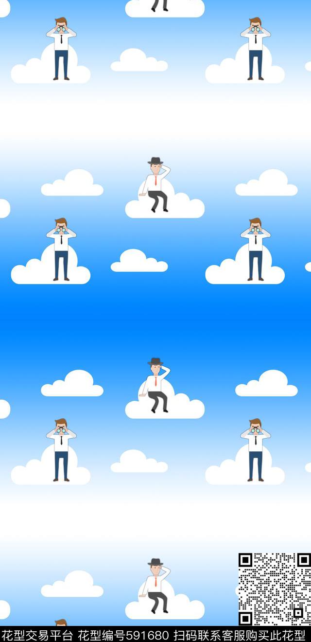 卡通云天空传统印花华亿平台下载（图片编号: 591680） - 瓦栏（Walan）