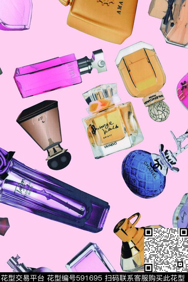 大牌风香水瓶清新数码印花华亿平台下载（图片编号: 591695） - 瓦栏（Walan）