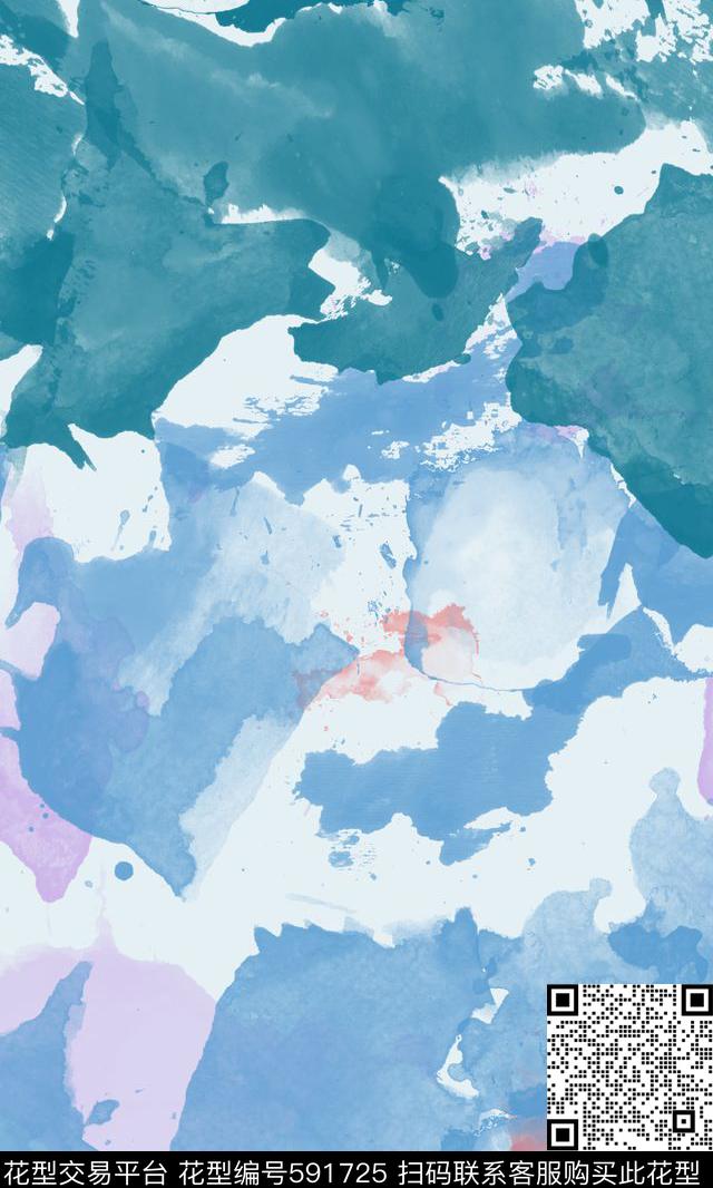 中国风水墨色块服饰印花数码印花华亿平台下载（图片编号: 591725） - 瓦栏（Walan）