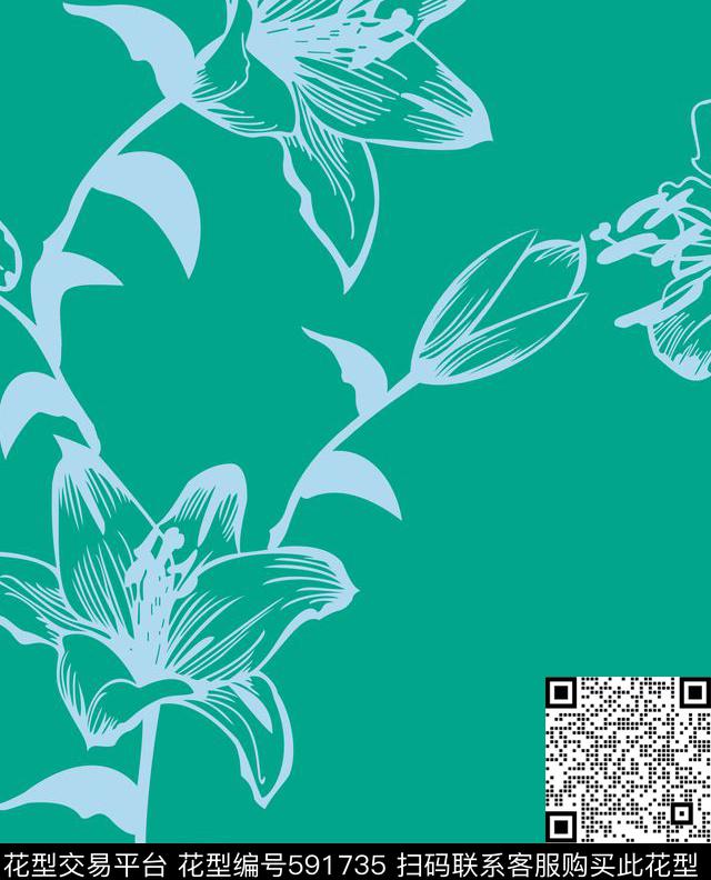 百合四方连续民族风传统印花华亿平台下载（图片编号: 591735） - 瓦栏（Walan）