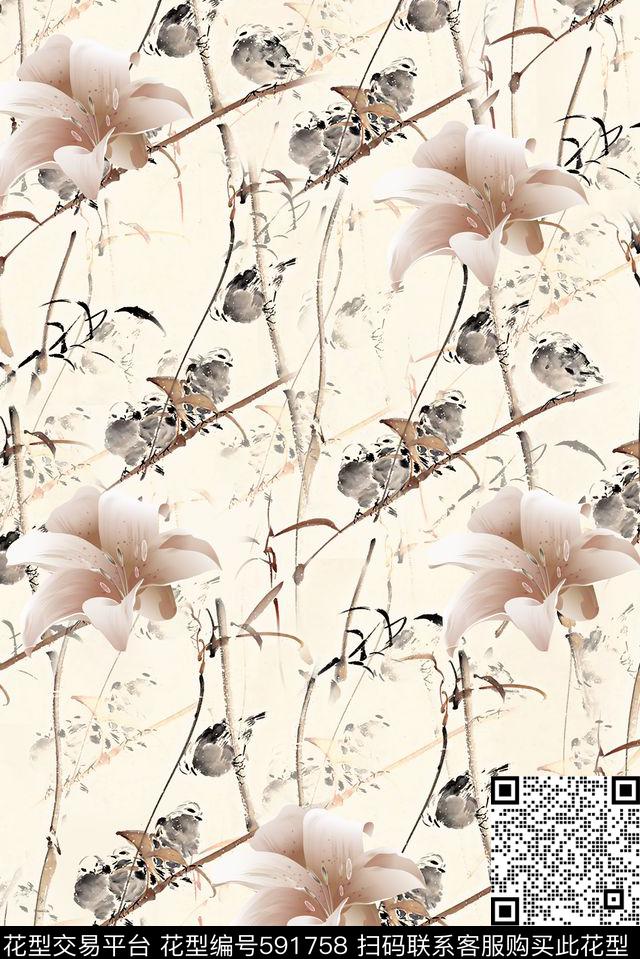 女装衬衫女装裙抽象数码印花华亿平台下载（图片编号: 591758） - 瓦栏（Walan）