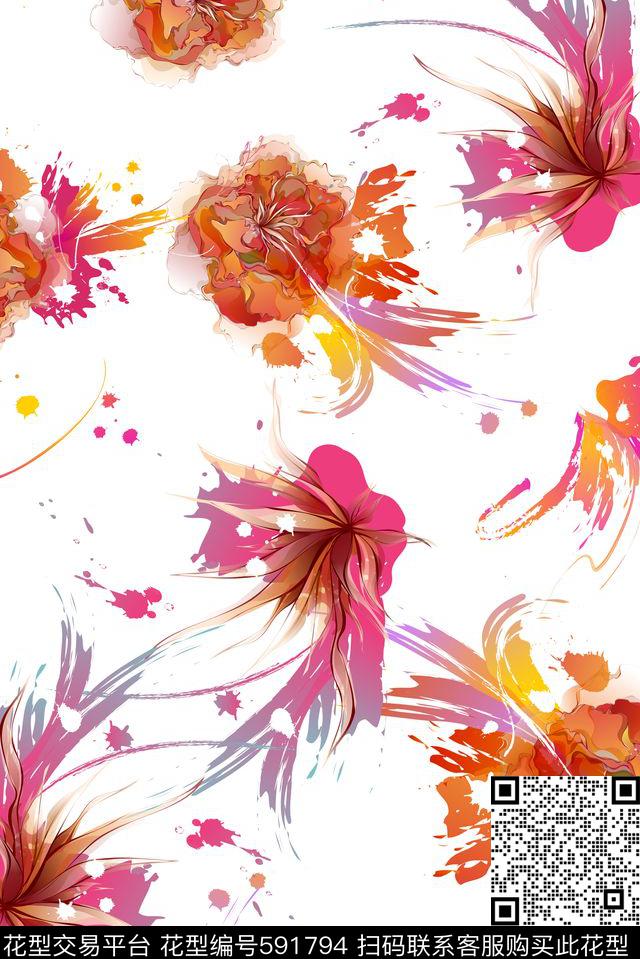 时尚大牌潮流女装外套华亿平台卫衣花朵花卉数码印花华亿平台下载（图片编号: 591794） - 瓦栏（Walan）
