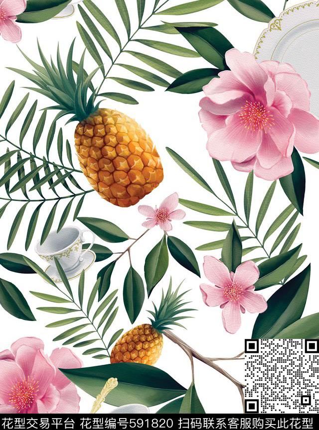 欧美时尚花朵数码印花华亿平台下载（图片编号: 591820） - 瓦栏（Walan）