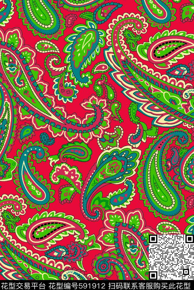 腰果花古典花原创花传统印花华亿平台下载（图片编号: 591912） - 瓦栏（Walan）