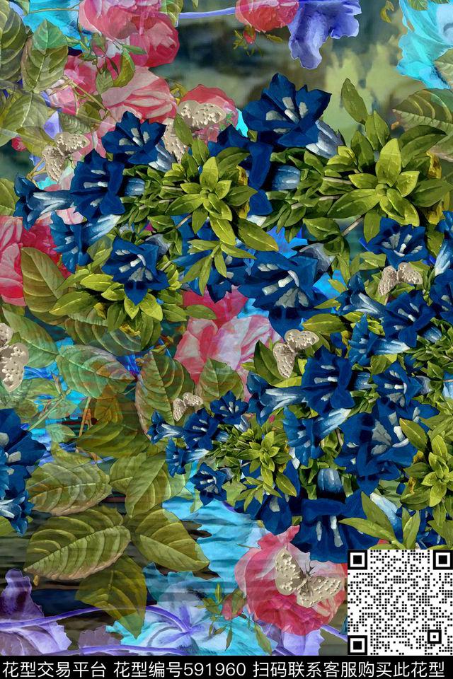 趣味植物风景波西米亚数码印花华亿平台下载（图片编号: 591960） - 瓦栏（Walan）