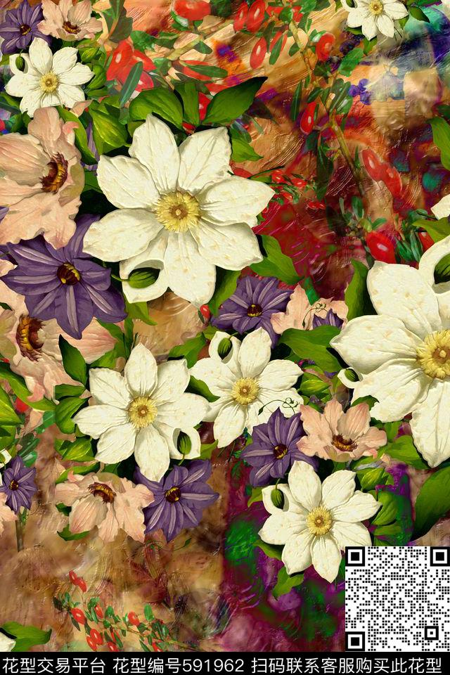 小清新民族风中国风数码印花华亿平台下载（图片编号: 591962） - 瓦栏（Walan）