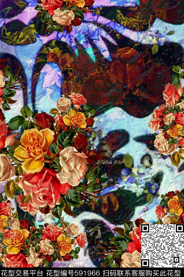 中国风波西米亚植物风景数码印花华亿平台下载（图片编号: 591966） - 瓦栏（Walan）