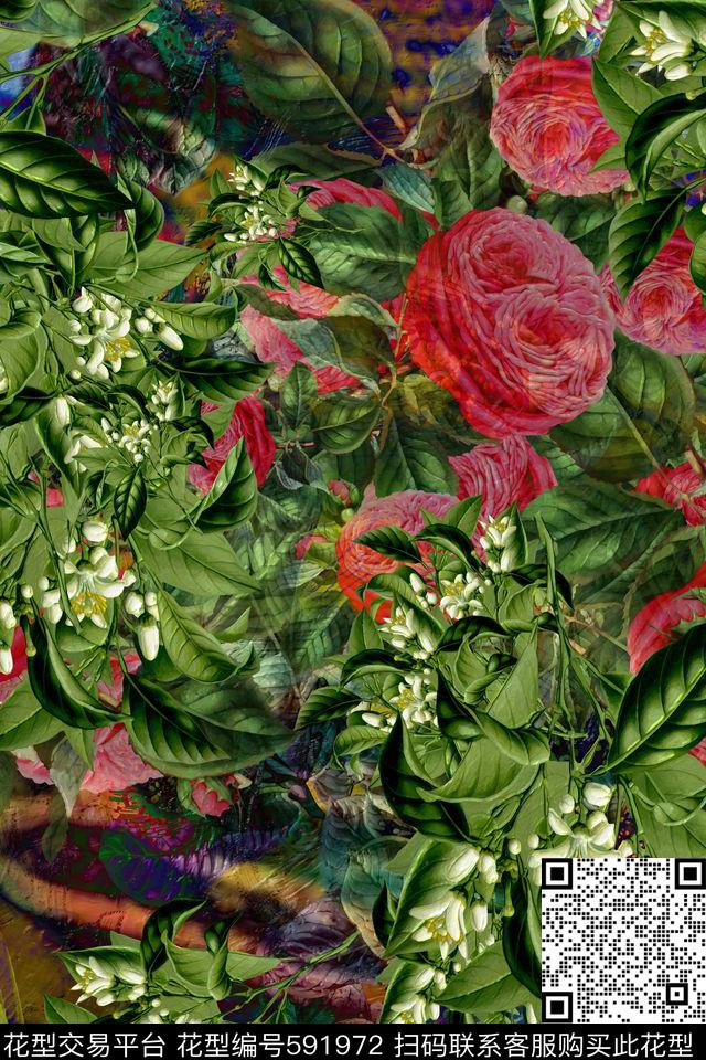 趣味花卉植物风景数码印花华亿平台下载（图片编号: 591972） - 瓦栏（Walan）