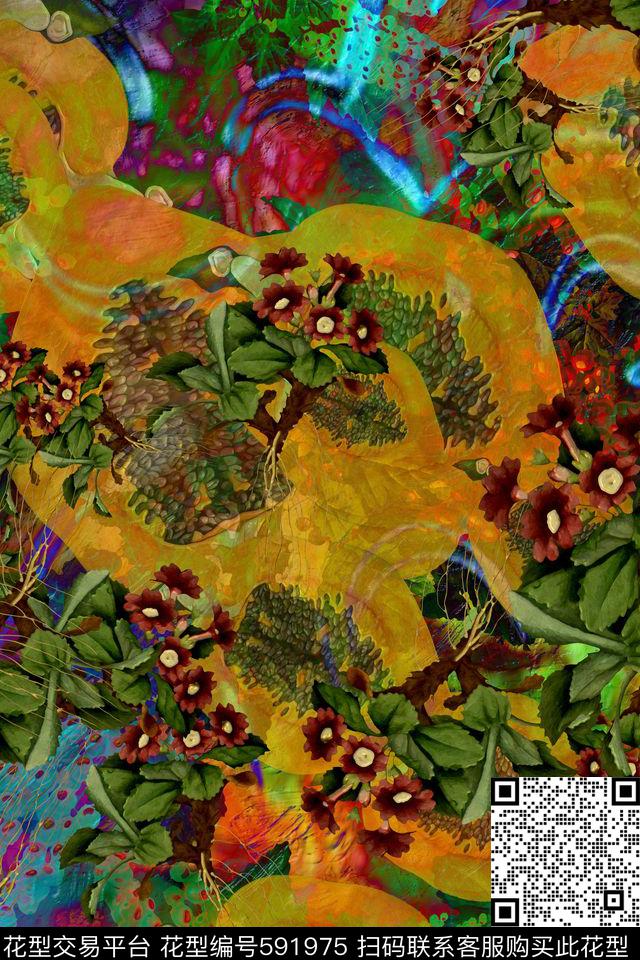 趣味波西米亚民族风数码印花华亿平台下载（图片编号: 591975） - 瓦栏（Walan）