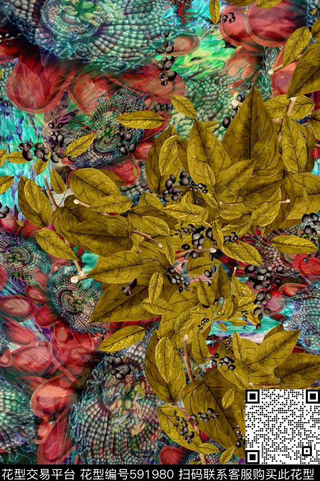 波西米亚花卉趣味数码印花华亿平台下载（图片编号: 591980） - 瓦栏（Walan）