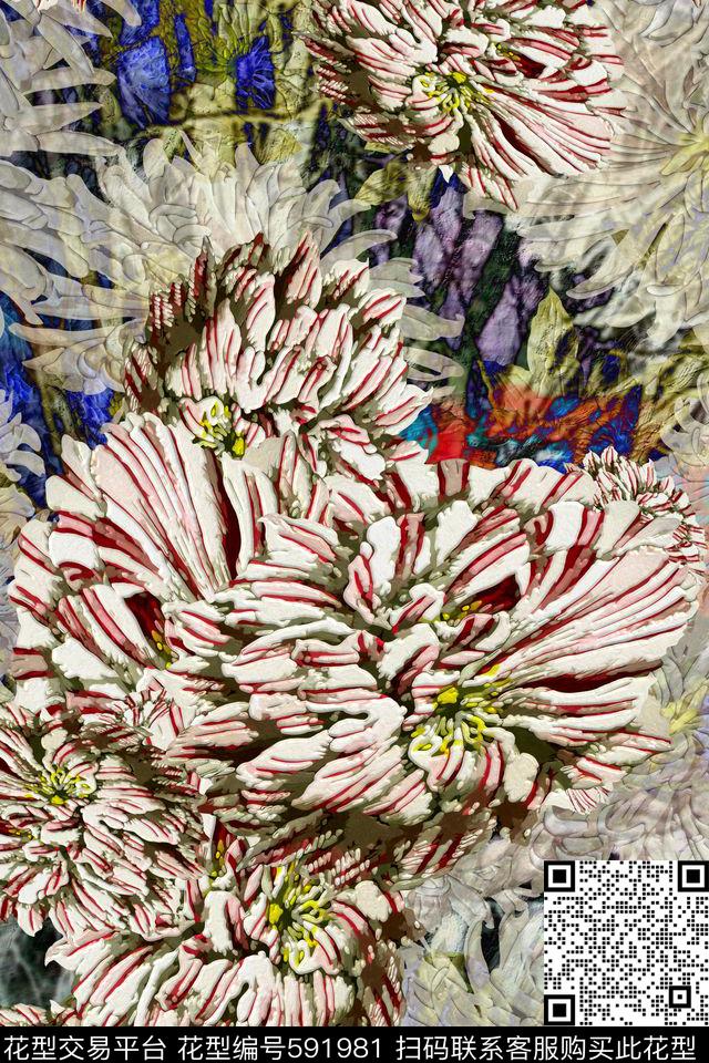 日韩风风景花朵数码印花华亿平台下载（图片编号: 591981） - 瓦栏（Walan）