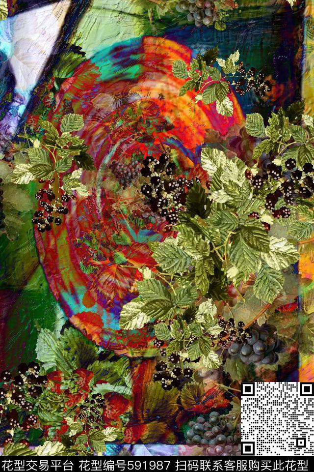 大花中国风趣味数码印花华亿平台下载（图片编号: 591987） - 瓦栏（Walan）