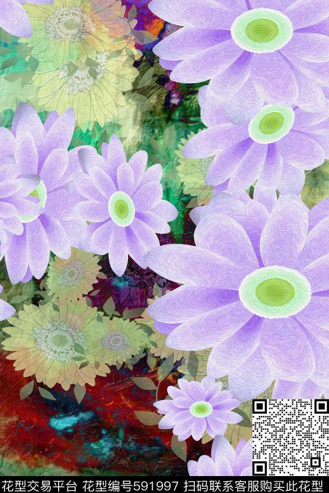 中国风风景波西米亚数码印花华亿平台下载（图片编号: 591997） - 瓦栏（Walan）