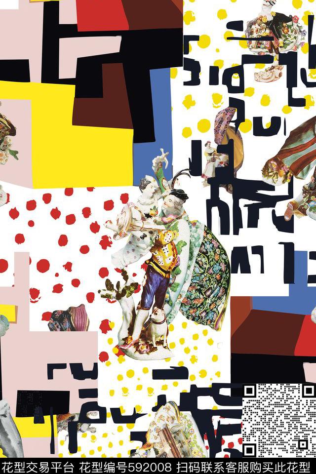 沙发布艺四方连续抽象几何数码印花华亿平台下载（图片编号: 592008） - 瓦栏（Walan）