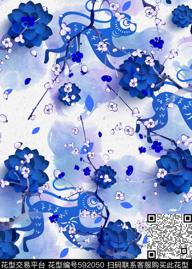 桃花小碎花荷花数码印花华亿平台下载（图片编号: 592050） - 瓦栏（Walan）